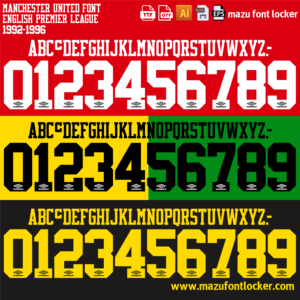 Manchester United 1992-1996 Home & Away Font Vector (Digital Download)