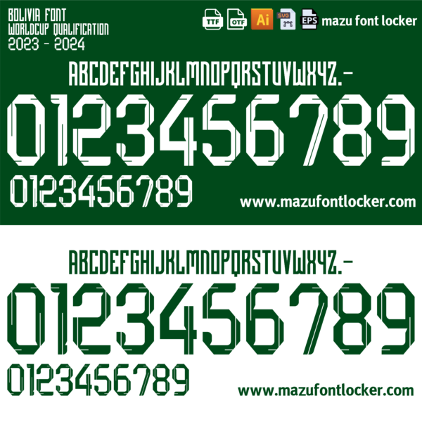 Bolivia 2023-24 Home & Away Font Vector (Digital Download)