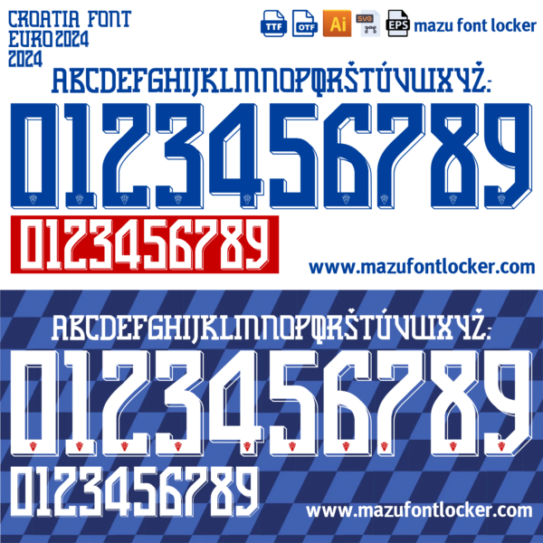 Croatia Euro 2024 Home & Away Font Vector (Digital Download)