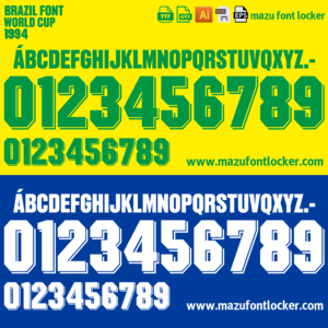 Brazil World Cup 1994 Home & Away Font Vector (Digital Download)
