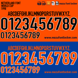 Netherland World Cup 1998 Home & Away Font Vector (Digital Download)