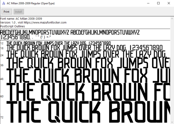 AC Milan 2008-2009 Font Vector – Glorious Rossoneri Powerfont