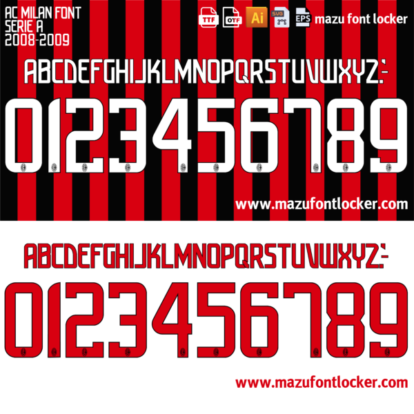 AC Milan 2008-2009 Font Vector – Glorious Rossoneri Powerfont