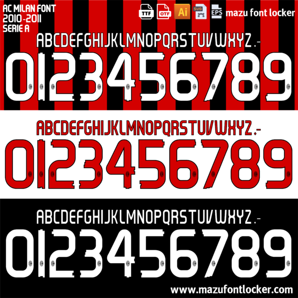 AC Milan 2010-2011 Font Vector (AI, EPS, SVG, TTF) – #1 Authentic Style