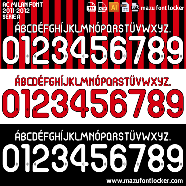 AC Milan 2011-2012 Font Vector (AI, EPS, SVG, TTF) – #1 Authentic Style