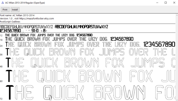 AC Milan 2012-2014 Font Vector (AI, EPS, SVG, TTF) – Authentic Retro Kit