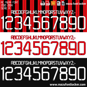 AC Milan 2012-2014 Font Vector (AI, EPS, SVG, TTF) – Authentic Retro Kit