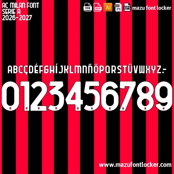 AC Milan 2026-2027 Font Vector – Unstoppable Legendary Rossoneri Champion