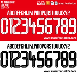 AC Milan 2024-2025 Font Vector – Spectacular Iconic Red & Black Edition
