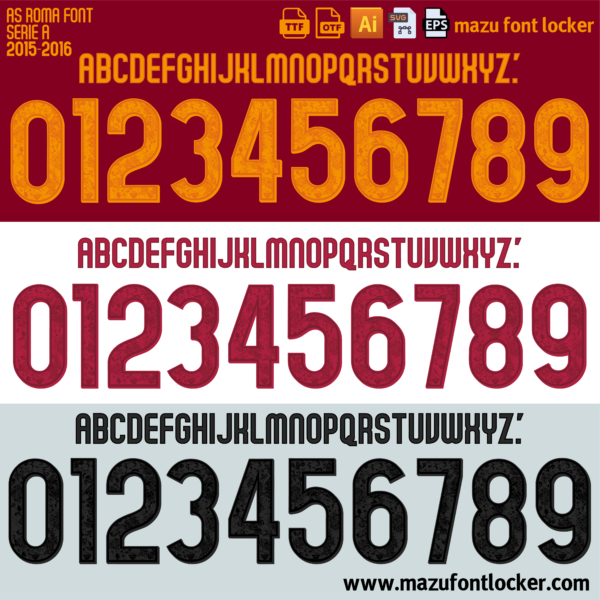 AS Roma 2015-2016 Font Vector – Legendary Giallorossi Masterpiece