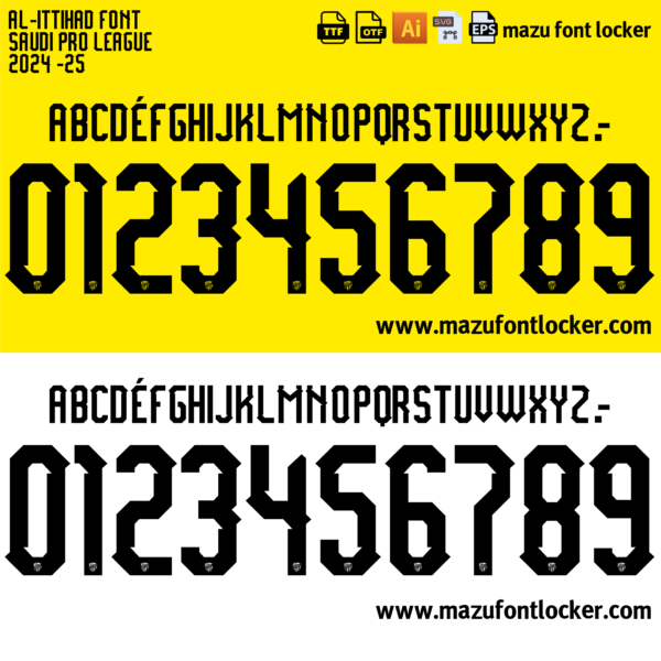 Al Ittihad 2024-2025 Font Vector – Fierce Tiger Masterpiece