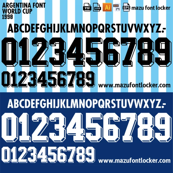 Argentina World Cup 1998 Font Vector – Epic Explosive Albiceleste Masterpiece
