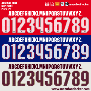Arsenal 2025-26 Font Vector (AI, EPS, SVG, TTF) – Elegant Gunners Style