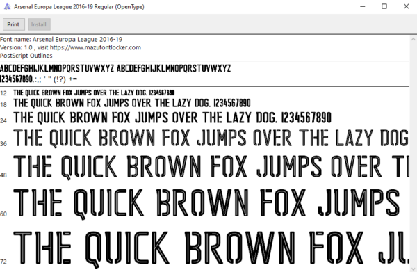 Arsenal 2016-2019 Font Vector (AI, EPS, SVG, TTF) – #1 Authentic Style