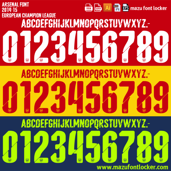 Arsenal 2014-2015 Font Vector (AI, EPS, SVG, TTF) – #1 Authentic Style