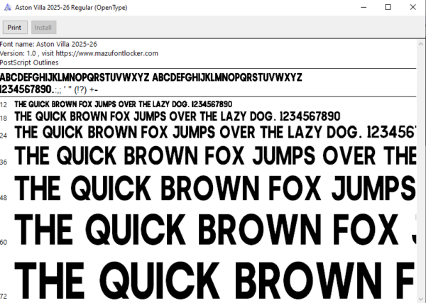 Aston Villa 2025-26 Font Vector (AI, EPS, SVG, TTF) – #1 Authentic Style