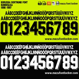 Borussia Dortmund 1990-1997 Font Vector – Stunning Legendary Schwarzgelben Masterpiece