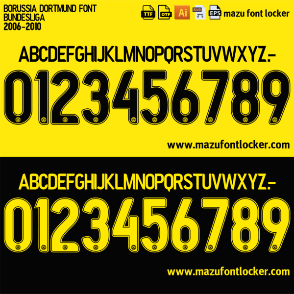 Borussia Dortmund 2006-2010 Font Vector – Thrilling Klopp Era Masterpiece
