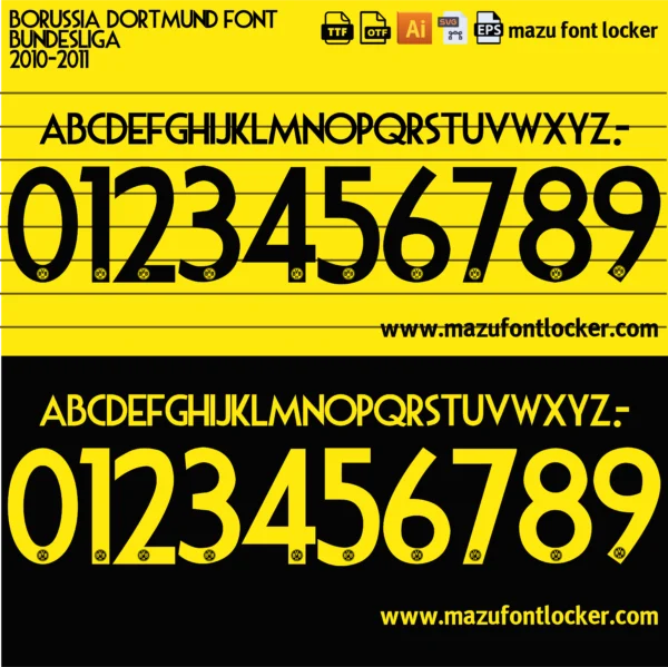 Borussia Dortmund 2010-2011 Font Vector – Explosive Legendary Schwarzgelben Masterpiece