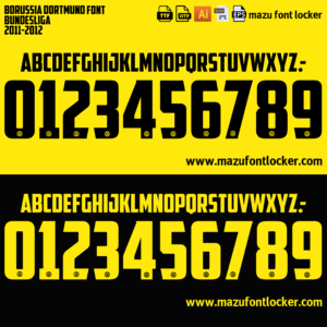 Borussia Dortmund 2011-2012 Font – Legendary Yellow Wall Masterpiece