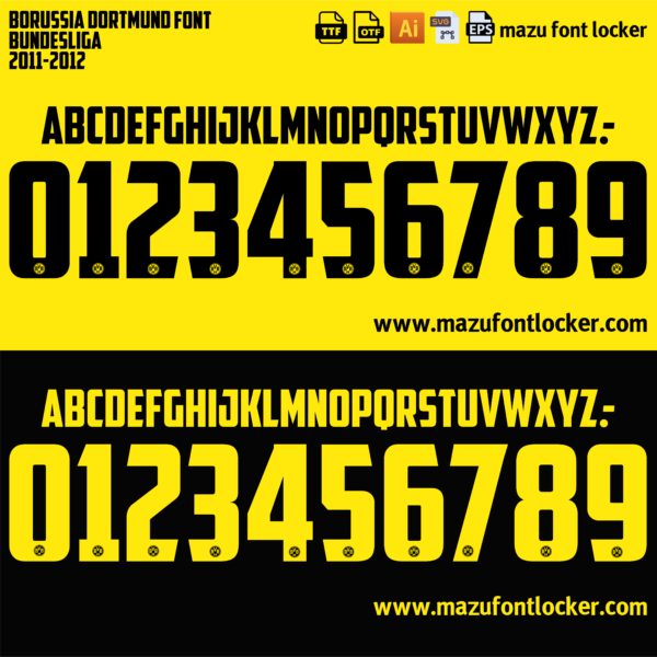 Borussia Dortmund 2011-2012 Font – Legendary Yellow Wall Masterpiece