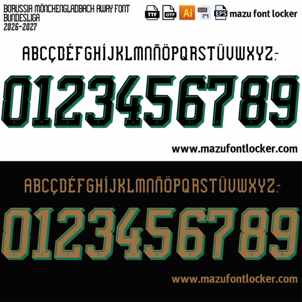 Borussia Monchengladbach 2026-2027 Font Vector – Bold Bundesliga Power