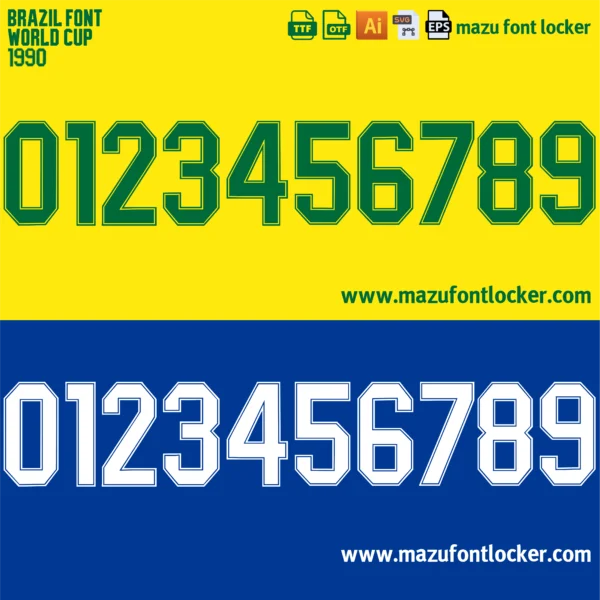 Brazil World Cup 1990 Font Vector – Stunning Legendary Retro Masterpiece
