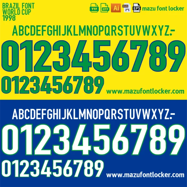 Brazil World Cup 1998 Font Vector – Ultimate Explosive Yellow-Green Powerhouse