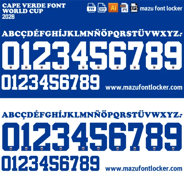 Cape Verde World Cup 2026 Font Vector – Heroic Blue Sharks Masterpiece