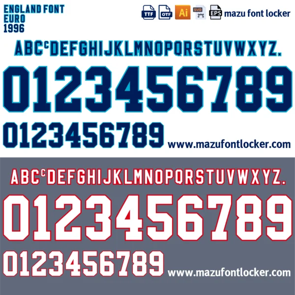 England Euro 1996 Font Vector – Legendary Three Lions Masterpiece