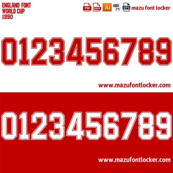 England World Cup 1990 Font Vector – Amazing Epic Three Lions Classic