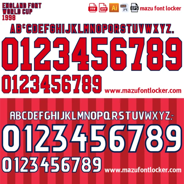 England World Cup 1998 Font Vector – Epic Roaring Three Lions Masterpiece
