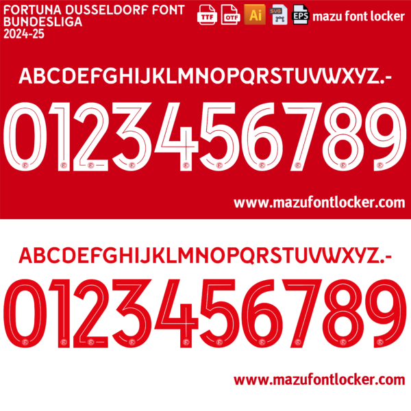 Fortuna Dusseldorf 2024-2025 Font Vector – Epic Rot-Weiss Masterpiece