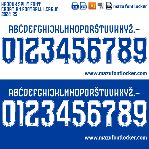 Hajduk Split 2024-2025 Font Vector – Legendary Bili Warriors Masterpiece