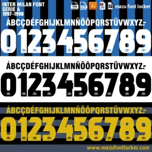 Inter Milan 1997-1998 Font Vector – Explosive Vintage Italian Club Masterpiece