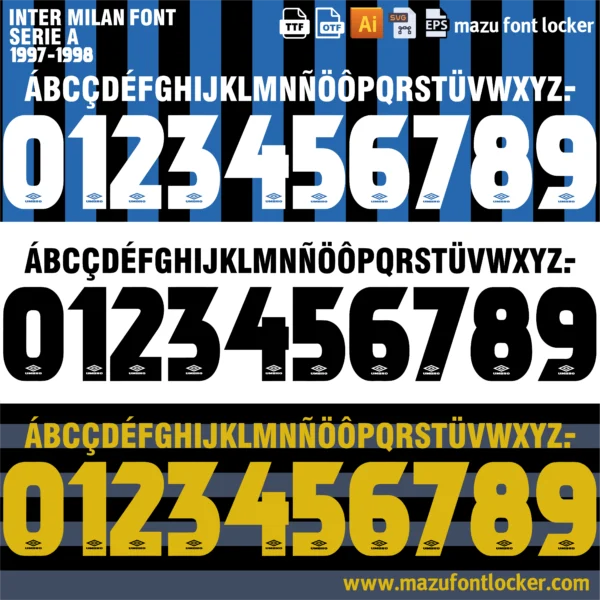Inter Milan 1997-1998 Font Vector – Explosive Vintage Italian Club Masterpiece