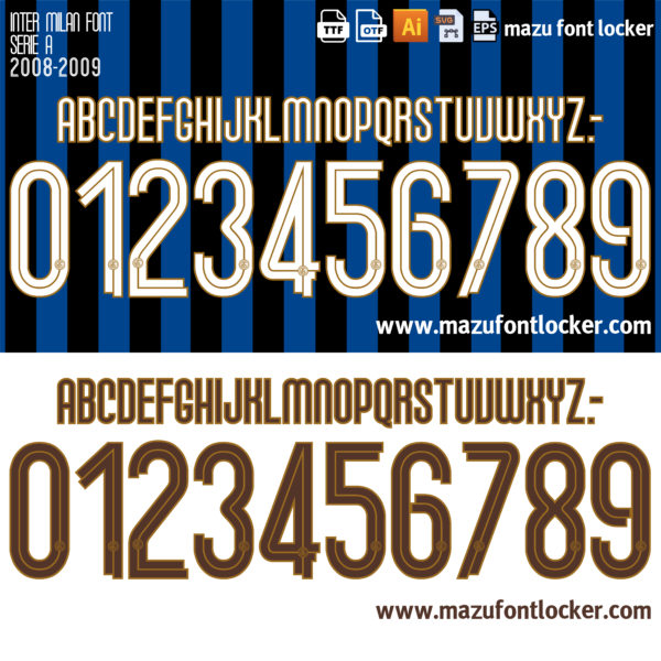Inter Milan 2008-2009 Font Vector – Dominant Nerazzurri Triumph