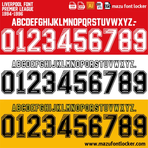 Liverpool 1994-1996 Font Vector – Epic Reds Attacking Masterpiece