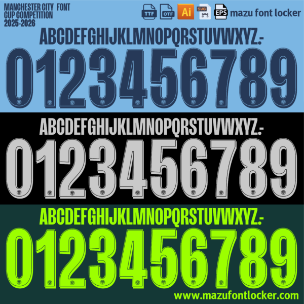 Manchester City 2025-2026 Font Vector – Epic Unstoppable Citizens Masterpiece