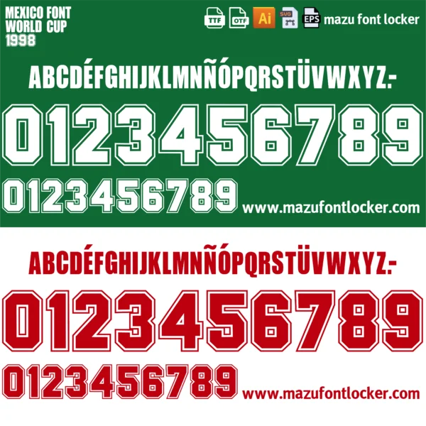 Mexico World Cup 1998 Font Vector – Epic Green & Red Mexican Masterpiece