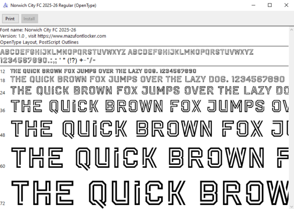 Norwich City FC 2025-2026 Font Vector (AI, EPS, SVG, TTF) – #1 Authentic Style