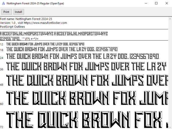 Nottingham Forest 2024-2025 Font Vector (AI, EPS, SVG, TTF) – Vibrant Tricky Trees Kit