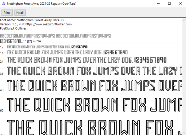 Nottingham Forest 2024-2025 Font Vector (AI, EPS, SVG, TTF) – Vibrant Tricky Trees Kit