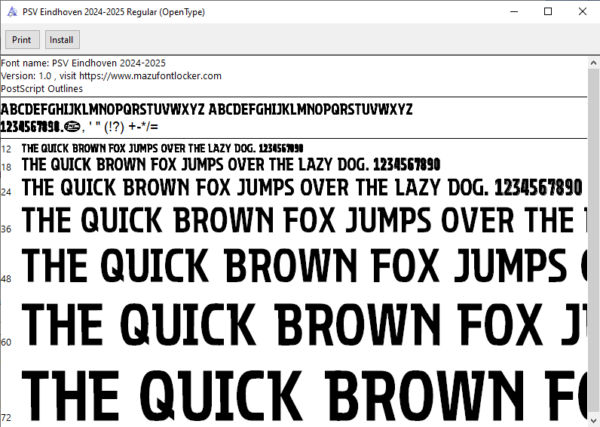 PSV Eindhoven 2024-2025 Font Vector – Bold Philips Kit