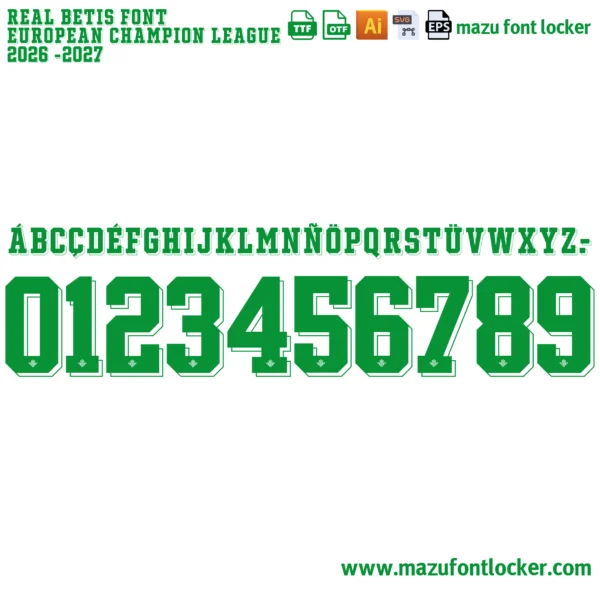 Real Betis 2026-2027 Font Vector – Unstoppable Passionate Verdiblanco Warrior