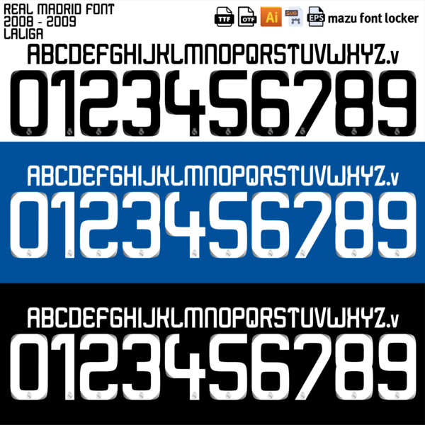 Real Madrid 2008-2009 Font Vector (AI, EPS, SVG, TTF) – #1 Authentic Style