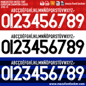Manchester United 2011-13 Home, Away & Third Font Vector (Digital Download)