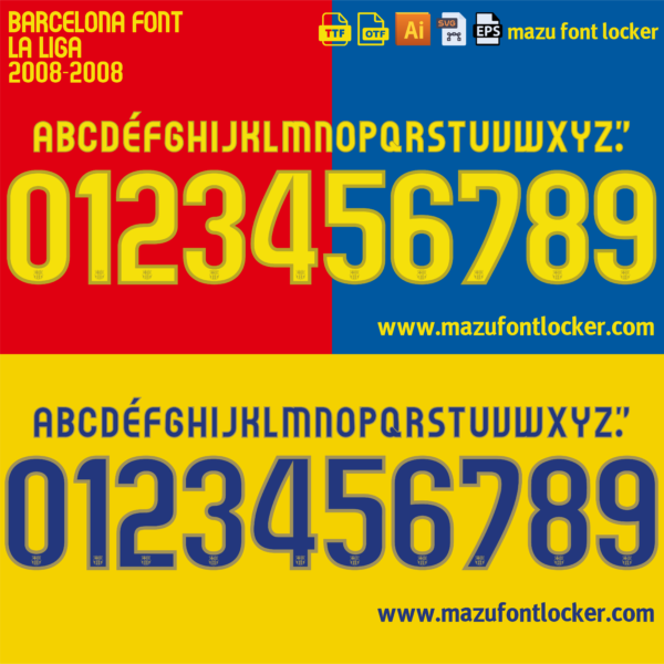 Barcelona 2008-2009 Font Vector (AI, EPS, SVG, TTF) – #1 Authentic Style
