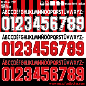 AC Milan 1995-1998 Font Vector (AI, EPS, SVG, TTF) – Iconic Classic Era