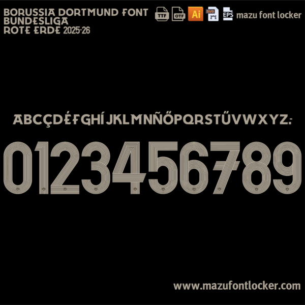 Borussia Dortmund Rote Erde 2025-2026 Font Vector (AI, EPS, SVG, TTF) – #1 Authentic Style
